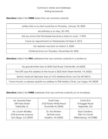 Commas in Dates and Addresses