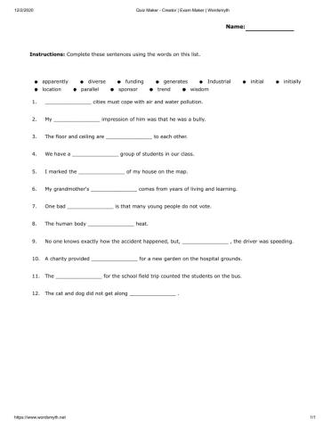 Home Made revolution - vocab