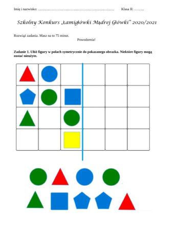 Konkurs -Łamigłówki Mądrej Główki- klasa II