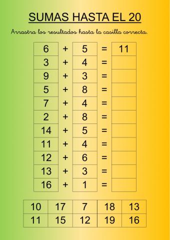 Sumas hasta el 20