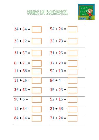Sumas en horizontal