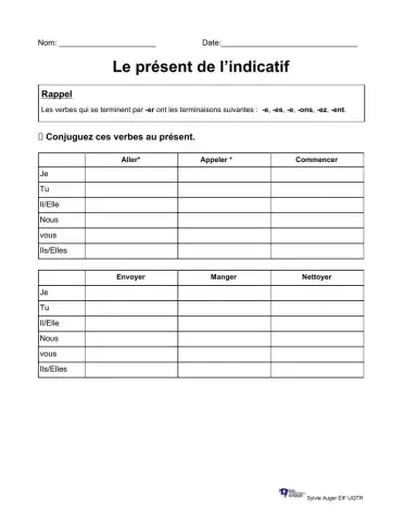 Le présent de l'indicatif