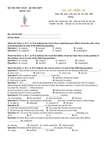 De thi thu thptqg tieng anh 2020 - de 05