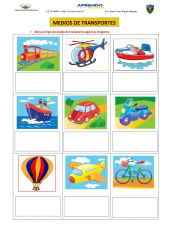 Identificar los tipos de medios de transporte.