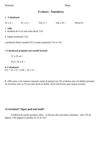 Evaluare -Inmultirea