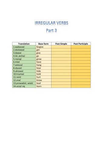 Irregular verbs - part 3