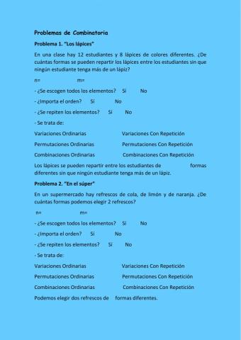 Problemas de Combinatoria