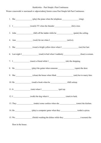 Past Simple and Past Continuous Short Test