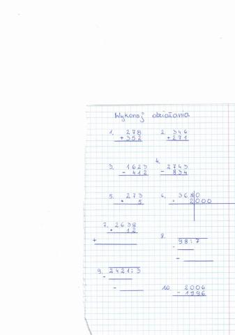 Działania pisemne kl.4