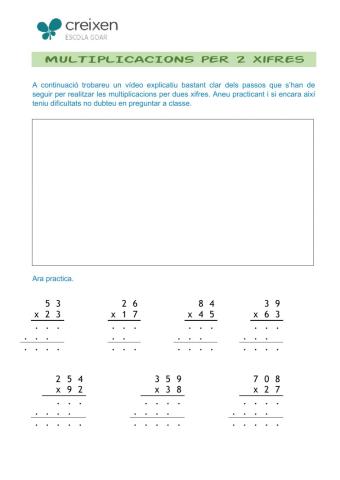 Multiplicacions per dos xifres