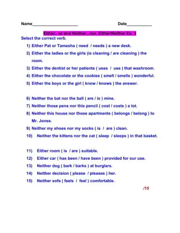 Either...or and Neither...nor, Either-Neither Ex.3