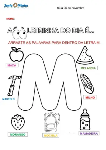 Letra M e Numeral até 10