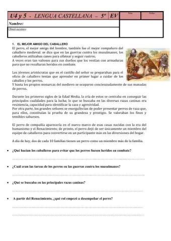 EXAMEN LENGUA UNIDAD 4 Y 5