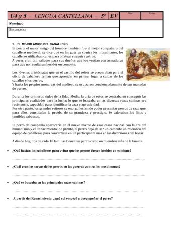 EXAMEN LENGUA UNIDAD 4 Y 5