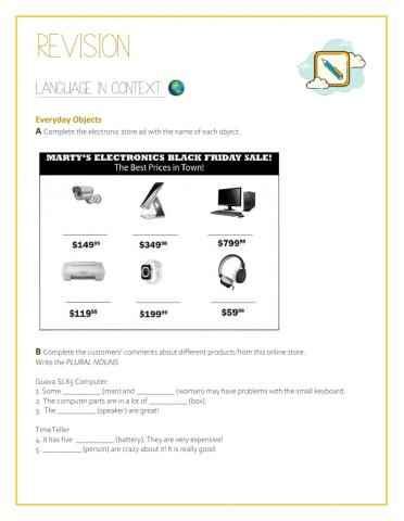 Revision - Unit 1 & 2 English File Elementary