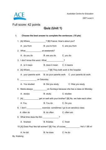 GEP 4 - Quiz (Unit 1 & 2)