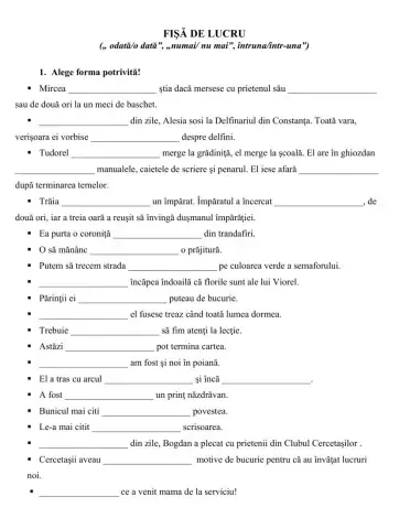 Scrierea corecta numai-nu mai, odată-o dată, întruna-într-una