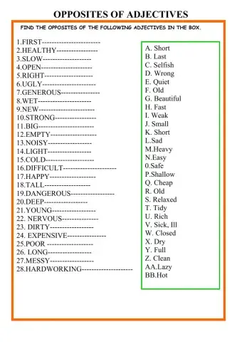 4th Graders Homework Adjectives