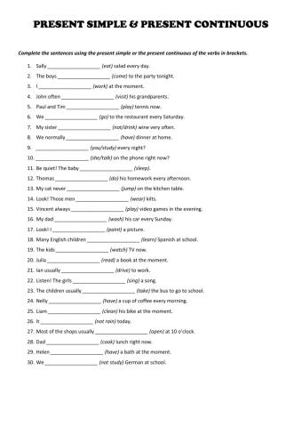 Present simple & present continuous