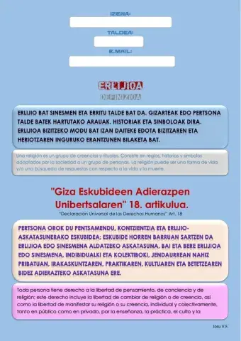 MUNDUKO ERLIJIO NAGUSIAK II-ERLIJIOA DEFINIZIOA