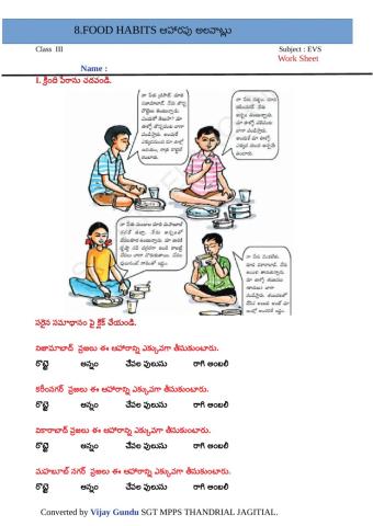 3rd evs food habits 1 tm by Vijay Gundu
