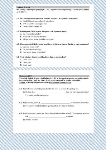 Reagowanie Egzamin ósmoklasisty