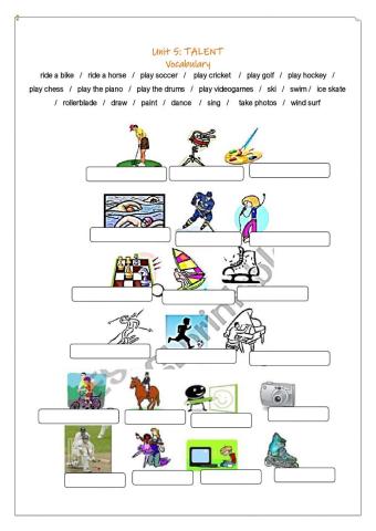 Abilities and talents vocabulary