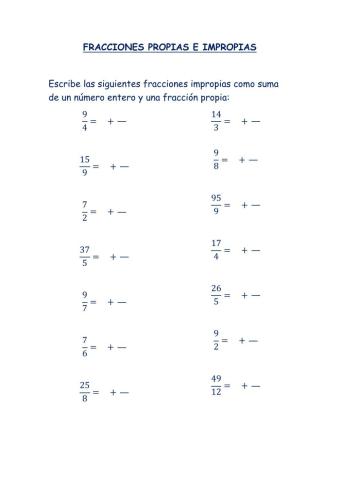 Fracciones impropias