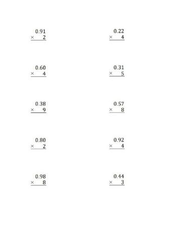 Multiplying Integers and Hundredths