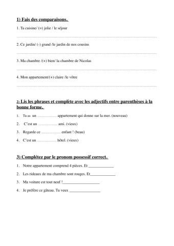 Contrôle de grammaire unité1