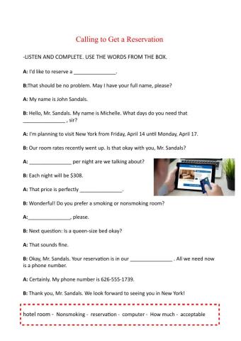 Calling to get a reservation