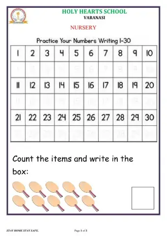 Nursery Number 1 to 30