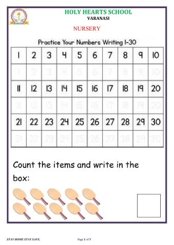 Nursery Number 1 to 30