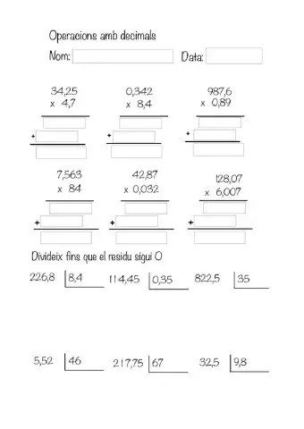 Multiplicacions i divisionas amb decimals