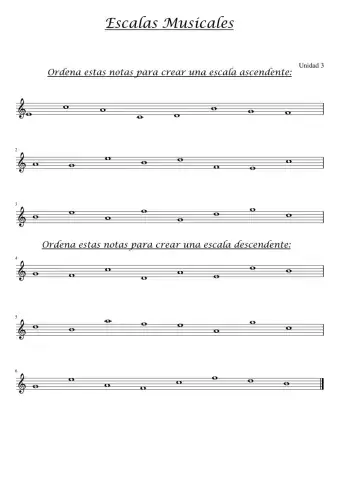 Escalas ascendentes y descendentes