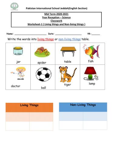 Living and non livingthings