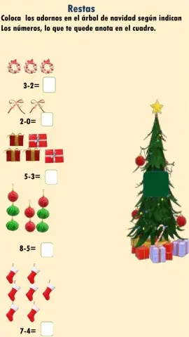 Coloca los adornos navideños segun indica los números