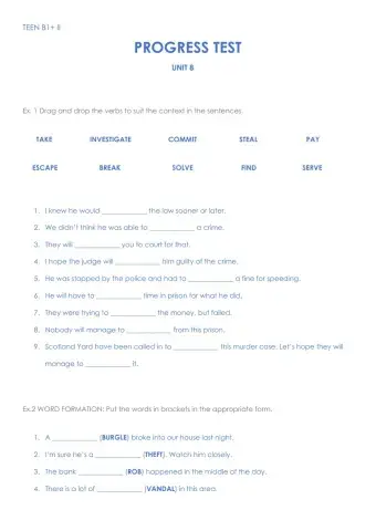 B1+ II - PROGRESS TEST module 8 (Pioneer B1+)