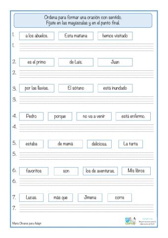 Completa las oraciones