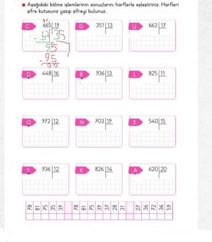 Bölme İşlemi Çengel Bulmaca 2