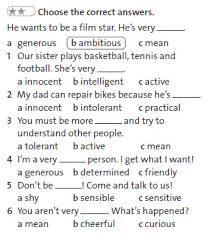 Adjectives personality