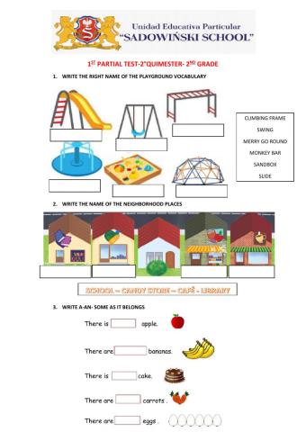 1st partial evauation 2nd quimester 2nd grade
