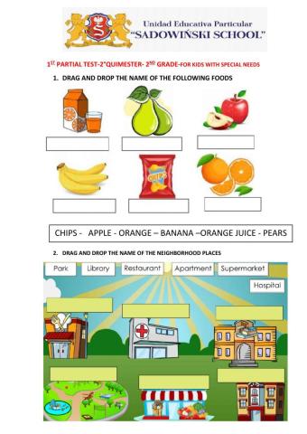 1st partial evauation 2nd quimester 2nd grade