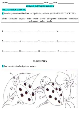 Expresión escrita VIII