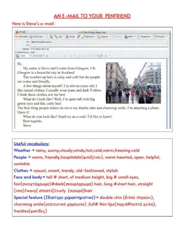 E-mail to a penfriend