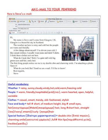 E-mail to a penfriend
