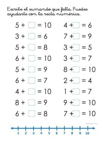 Averiguar el sumando que falta