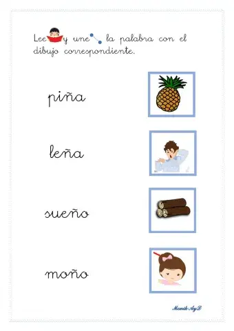 Lectura 12  p - m - l - s - t -d - n - ñ. Asociación palabra - dibujo.