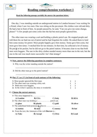 Reading Comprehension worksheet 1