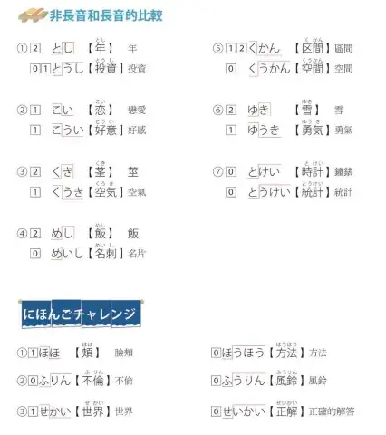 50音（長音ー比較）